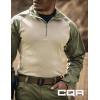CQR Men’s Combat Shirt Tactical 1/4 Zip Long Sleeve Military BDU Shirts Camo EDC Top with Pockets(Tac Chill Soil Green)