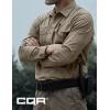 CQR Men’s Long Sleeve Tactical Shirts, Ripstop Military Work Shirts, UPF 50+ Breathable Button Down Outdoor Hiking Shirt(Supervisor Khaki)
