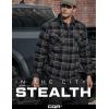 CQR Men’s Plaid Flannel Shirt Jacket, Long Sleeve Soft Warm Sherpa/Quilted Lined Jacket, Outdoor Button Up/Zip-Front Jacket(Stealth Coal Miner)