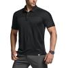CQR Men’s Polo Shirts, Tactical Short Sleeve Golf Performance Shirts, Lightweight Dry Fit UPF 50+ Pique(Commander Black)
