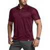 CQR Men’s Polo Shirts, Tactical Short Sleeve Golf Performance Shirts, Lightweight Dry Fit UPF 50+ Pique(Commander Burgundy)