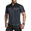 CQR Men’s Polo Shirts, Tactical Short Sleeve Golf Performance Shirts, Lightweight Dry Fit UPF 50+ Pique(Commander Charcoal)