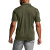 CQR Men’s Polo Shirts, Tactical Short Sleeve Golf Performance Shirts, Lightweight Dry Fit UPF 50+ Pique(Frost Basic Army Green)