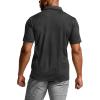 CQR Men’s Polo Shirts, Tactical Short Sleeve Golf Performance Shirts, Lightweight Dry Fit UPF 50+ Pique(Frost Basic Black)