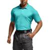 CQR Men’s Polo Shirts, Tactical Short Sleeve Golf Performance Shirts, Lightweight Dry Fit UPF 50+ Pique(Frost Essential Aqua Blue)