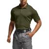 CQR Men’s Polo Shirts, Tactical Short Sleeve Golf Performance Shirts, Lightweight Dry Fit UPF 50+ Pique(Frost Essential Army Green)