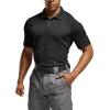 CQR Men’s Polo Shirts, Tactical Short Sleeve Golf Performance Shirts, Lightweight Dry Fit UPF 50+ Pique(Frost Essential Black)