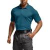 CQR Men’s Polo Shirts, Tactical Short Sleeve Golf Performance Shirts, Lightweight Dry Fit UPF 50+ Pique(Frost Essential Dark Teal)