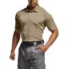 CQR Men’s Polo Shirts, Tactical Short Sleeve Golf Performance Shirts, Lightweight Dry Fit UPF 50+ Pique(Frost Essential Khaki)