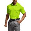 CQR Men’s Polo Shirts, Tactical Short Sleeve Golf Performance Shirts, Lightweight Dry Fit UPF 50+ Pique(Frost Essential Neon Yellow)