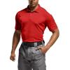 CQR Men’s Polo Shirts, Tactical Short Sleeve Golf Performance Shirts, Lightweight Dry Fit UPF 50+ Pique(Frost Essential Red)