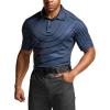 CQR Men’s Polo Shirts, Tactical Short Sleeve Golf Performance Shirts, Lightweight Dry Fit UPF 50+ Pique(Frost Essential Stripe Navy)