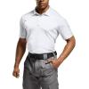 CQR Men’s Polo Shirts, Tactical Short Sleeve Golf Performance Shirts, Lightweight Dry Fit UPF 50+ Pique(Frost Essential White)