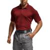 CQR Men’s Polo Shirts, Tactical Short Sleeve Golf Performance Shirts, Lightweight Dry Fit UPF 50+ Pique(Frost Essential Wine)