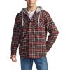 CQR Men’s Quilted Lined Flannel Hooded Shirt Jacket, Soft Warm Long Sleeve Outdoor Cotton Plaid Shirt Jackets(Quilted Lined Burnt Larch)