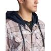 CQR Men’s Quilted Lined Flannel Hooded Shirt Jacket, Soft Warm Long Sleeve Outdoor Cotton Plaid Shirt Jackets(Quilted Lined Cloudy Home)