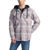 CQR Men’s Quilted Lined Flannel Hooded Shirt Jacket, Soft Warm Long Sleeve Outdoor Cotton Plaid Shirt Jackets(Quilted Lined Cloudy Home)