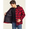 CQR Men’s Quilted Lined Flannel Hooded Shirt Jacket, Soft Warm Long Sleeve Outdoor Cotton Plaid Shirt Jackets(Quilted Lined Full Zip Classic Red)