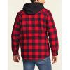 CQR Men’s Quilted Lined Flannel Hooded Shirt Jacket, Soft Warm Long Sleeve Outdoor Cotton Plaid Shirt Jackets(Quilted Lined Full Zip Classic Red)