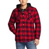 CQR Men’s Quilted Lined Flannel Hooded Shirt Jacket, Soft Warm Long Sleeve Outdoor Cotton Plaid Shirt Jackets(Quilted Lined Full Zip Classic Red)