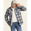 CQR Men’s Quilted Lined Flannel Hooded Shirt Jacket, Soft Warm Long Sleeve Outdoor Cotton Plaid Shirt Jackets(Quilted Lined Full Zip Ocean-sand)