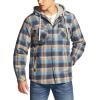 CQR Men’s Quilted Lined Flannel Hooded Shirt Jacket, Soft Warm Long Sleeve Outdoor Cotton Plaid Shirt Jackets(Quilted Lined Full Zip Ocean-sand)