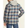 CQR Men’s Quilted Lined Flannel Hooded Shirt Jacket, Soft Warm Long Sleeve Outdoor Cotton Plaid Shirt Jackets(Quilted Lined Full Zip Ocean-sand)