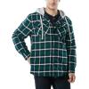 CQR Men’s Quilted Lined Flannel Hooded Shirt Jacket, Soft Warm Long Sleeve Outdoor Cotton Plaid Shirt Jackets(Quilted Lined Green Ombre)