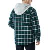 CQR Men’s Quilted Lined Flannel Hooded Shirt Jacket, Soft Warm Long Sleeve Outdoor Cotton Plaid Shirt Jackets(Quilted Lined Green Ombre)