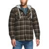 CQR Men’s Quilted Lined Flannel Hooded Shirt Jacket, Soft Warm Long Sleeve Outdoor Cotton Plaid Shirt Jackets(Quilted Lined Hickory Green)