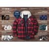 CQR Men’s Quilted Lined Flannel Hooded Shirt Jacket, Soft Warm Long Sleeve Outdoor Cotton Plaid Shirt Jackets(Quilted Lined Red & Navy)