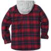 CQR Men’s Quilted Lined Flannel Hooded Shirt Jacket, Soft Warm Long Sleeve Outdoor Cotton Plaid Shirt Jackets(Quilted Lined Red & Navy)