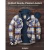 CQR Men’s Quilted Lined Flannel Hooded Shirt Jacket, Soft Warm Long Sleeve Outdoor Cotton Plaid Shirt Jackets(Quilted Lined Sedimentary Blue)