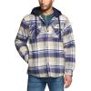 CQR Men’s Quilted Lined Flannel Hooded Shirt Jacket, Soft Warm Long Sleeve Outdoor Cotton Plaid Shirt Jackets(Quilted Lined Sedimentary Blue)