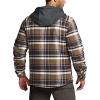 CQR Men’s Quilted Lined Flannel Hooded Shirt Jacket, Soft Warm Long Sleeve Outdoor Cotton Plaid Shirt Jackets(Stealth Aged Barrel)