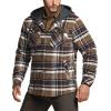 CQR Men’s Quilted Lined Flannel Hooded Shirt Jacket, Soft Warm Long Sleeve Outdoor Cotton Plaid Shirt Jackets(Stealth Aged Barrel)
