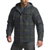 CQR Men’s Quilted Lined Flannel Hooded Shirt Jacket, Soft Warm Long Sleeve Outdoor Cotton Plaid Shirt Jackets(Stealth Amazon Grey)