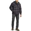 CQR Men’s Quilted Lined Flannel Hooded Shirt Jacket, Soft Warm Long Sleeve Outdoor Cotton Plaid Shirt Jackets(Stealth Coal Miner)