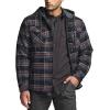 CQR Men’s Quilted Lined Flannel Hooded Shirt Jacket, Soft Warm Long Sleeve Outdoor Cotton Plaid Shirt Jackets(Stealth Coal Miner)