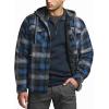 CQR Men’s Quilted Lined Flannel Hooded Shirt Jacket, Soft Warm Long Sleeve Outdoor Cotton Plaid Shirt Jackets(Stealth Night Sky)