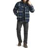 CQR Men’s Quilted Lined Flannel Hooded Shirt Jacket, Soft Warm Long Sleeve Outdoor Cotton Plaid Shirt Jackets(Stealth Night Sky)