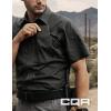 CQR Men’s Short Sleeve Tactical Shirts, UPF 50+ Ripstop Military Work Shirts, Breathable Button Down Outdoor Hiking Shirt(Journeyman Black)
