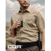 CQR Men’s Short Sleeve Tactical Shirts, UPF 50+ Ripstop Military Work Shirts, Breathable Button Down Outdoor Hiking Shirt(Journeyman Khaki)