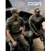 CQR Men’s Short Sleeve Tactical Shirts, UPF 50+ Ripstop Military Work Shirts, Breathable Button Down Outdoor Hiking Shirt(Journeyman Soil Green)