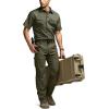 CQR Men’s Short Sleeve Tactical Shirts, UPF 50+ Ripstop Military Work Shirts, Breathable Button Down Outdoor Hiking Shirt(Journeyman Soil Green)