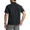 CQR Men’s Short Sleeve Tactical Shirts, UPF 50+ Ripstop Military Work Shirts, Breathable Button Down Outdoor Hiking Shirt(Metro Black)