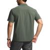CQR Men’s Short Sleeve Tactical Shirts, UPF 50+ Ripstop Military Work Shirts, Breathable Button Down Outdoor Hiking Shirt(Metro Lichen)
