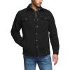 CQR Men’s Twill All Cotton Flannel Lined Shirt Jacket, Soft Brushed Outdoor Shirt Jacket(Twill Shirt Jacket Black Yellow)