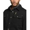 CQR Men’s Twill All Cotton Flannel Lined Shirt Jacket, Soft Brushed Outdoor Shirt Jacket(Twill Shirt Jacket Black Yellow)