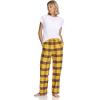 CQR Women’s 100% Cotton Flannel Plaid Pajama Pants, Brushed Soft Lounge & Sleepwear PJ Bottoms with Pockets(Flannel Pants Yellow Cat)